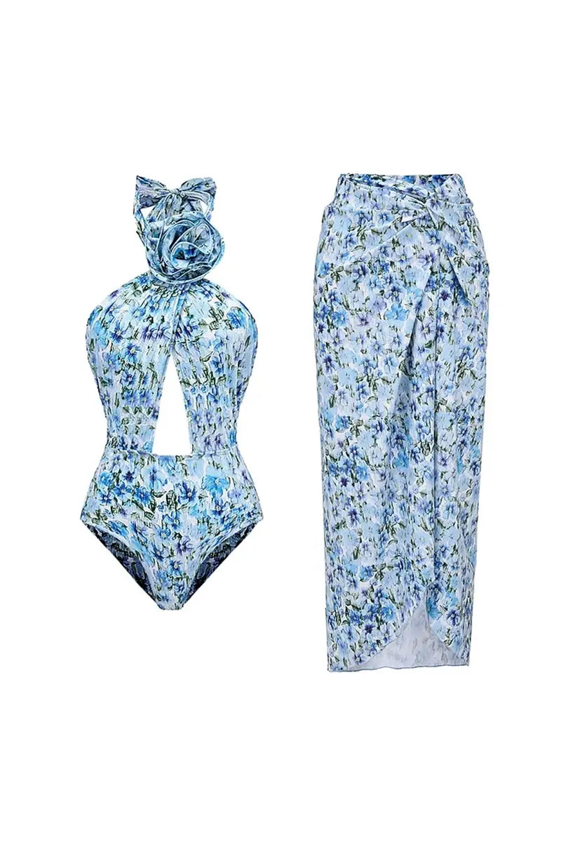 Halter Bloemige Strapless Eendelig Set