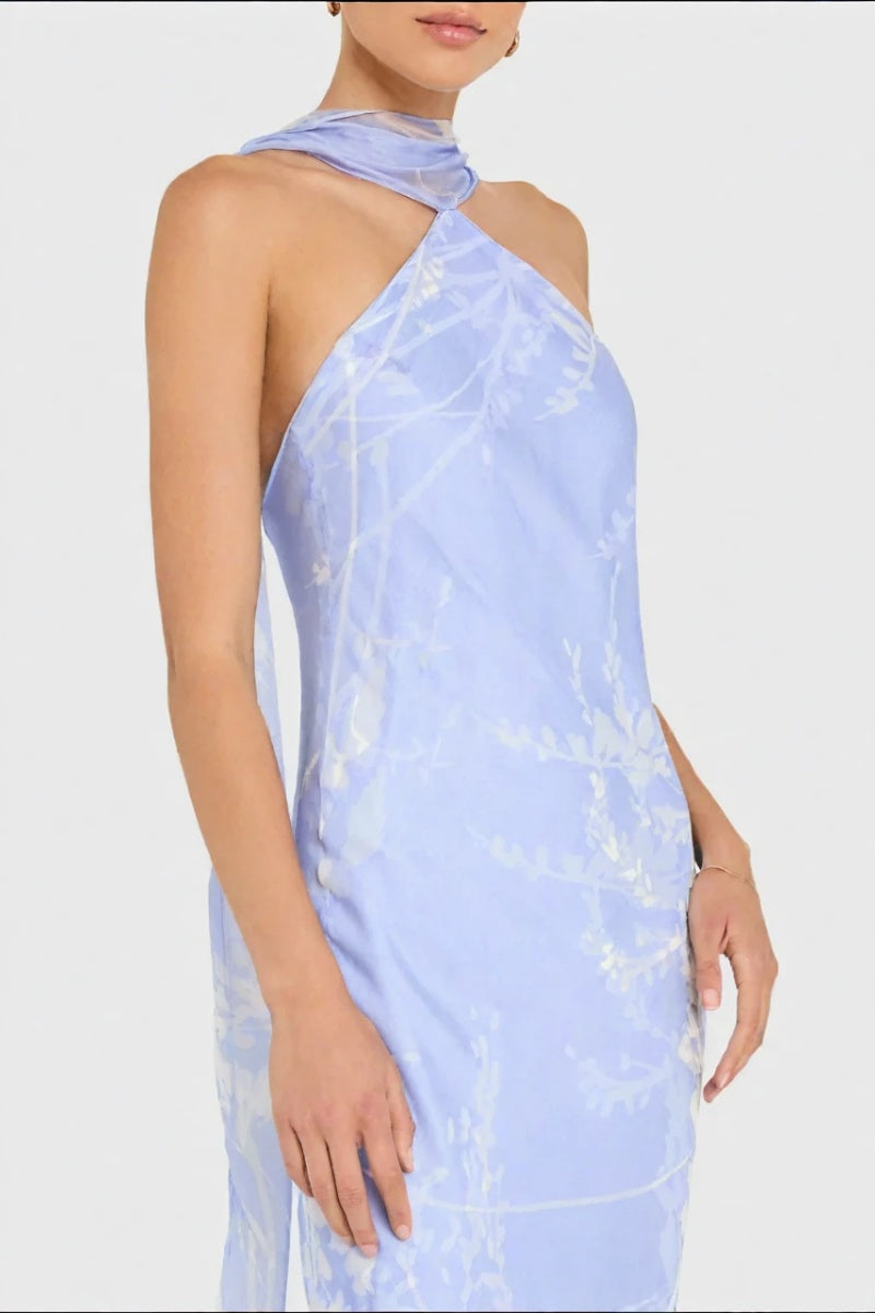 Lavender Halter Scarf Tie Gown