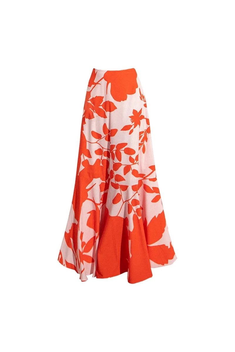 Ruffle Floral Print One-Piece Swimsuit Set