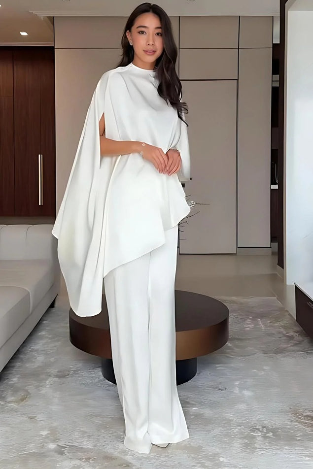 Set ng Maluwang na Pantalon na may Cape Sleeve