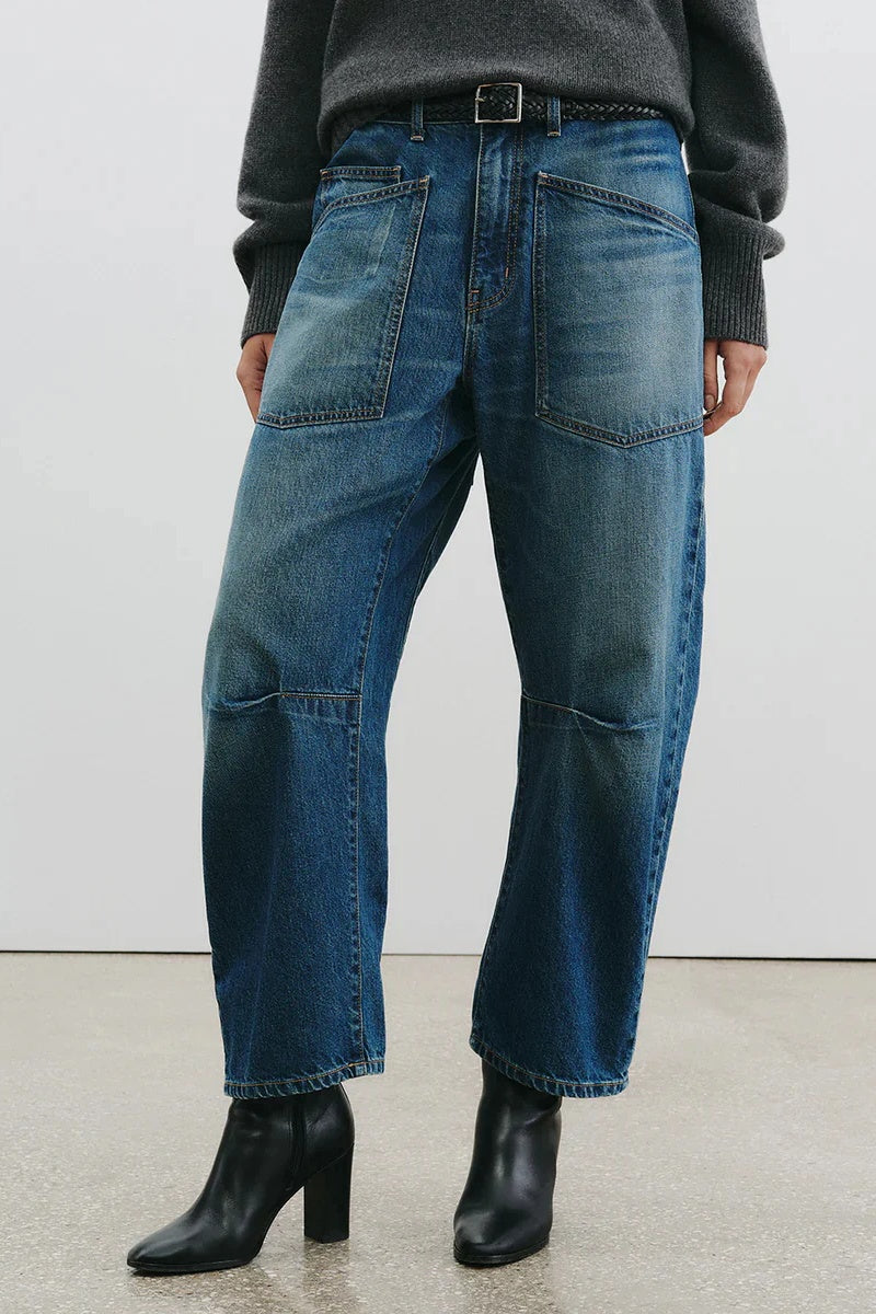 Sheer Chiffon Cape Blouse & Curved Silhouette Jeans