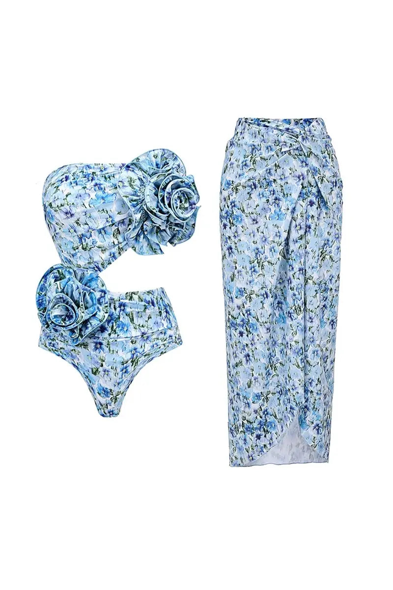Halter Bloemige Strapless Eendelig Set
