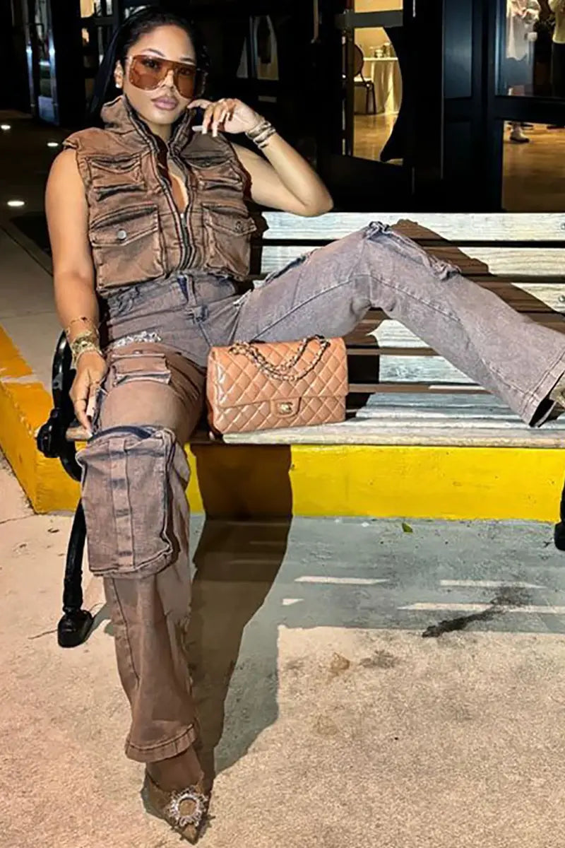 Trendy Franjes Cargo Jeans