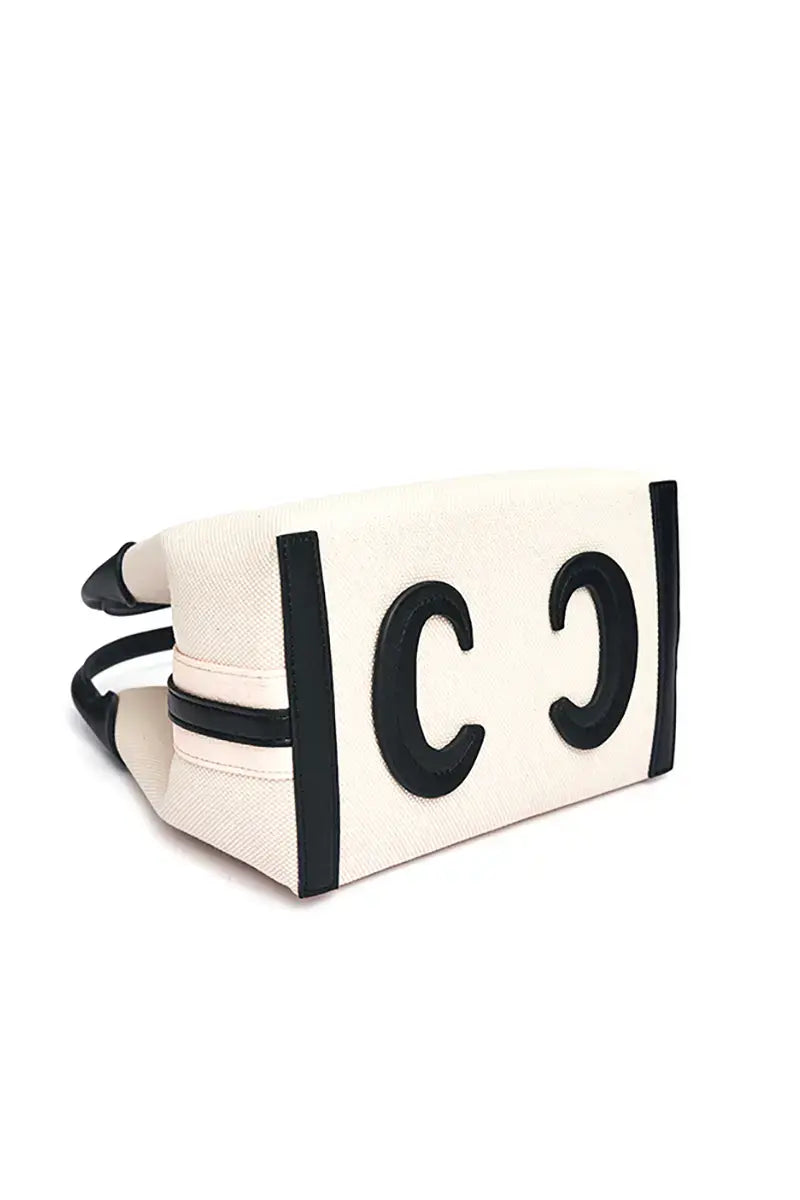 New High-End Letter Canvas Tote with Detachable Strap