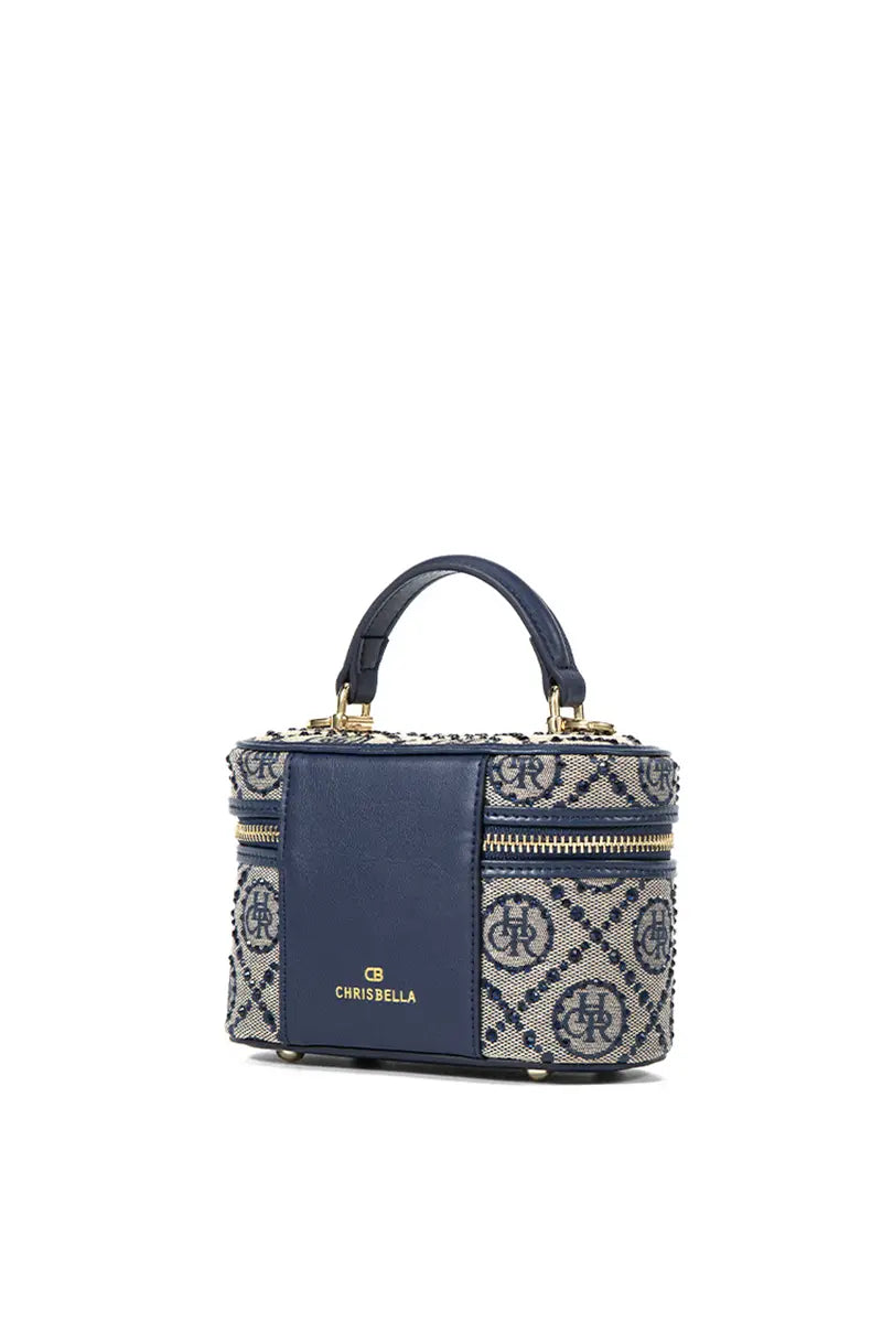 Jacquard Star Embellished Top Handle Bag