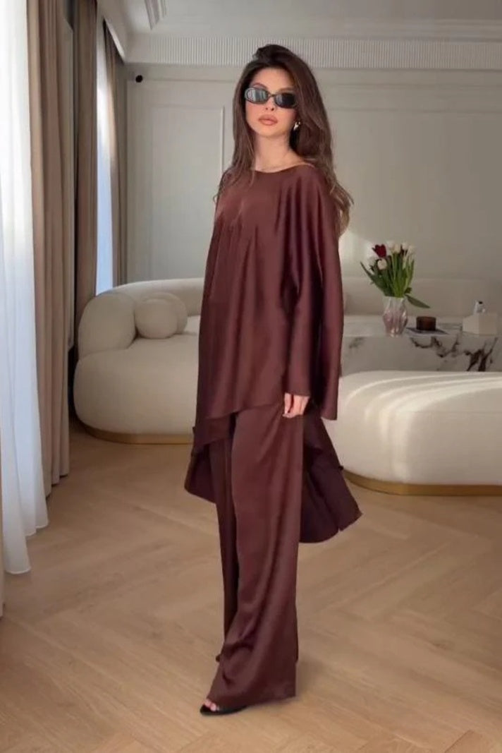 Set ng Maluwang na Pantalon na may Cape Sleeve