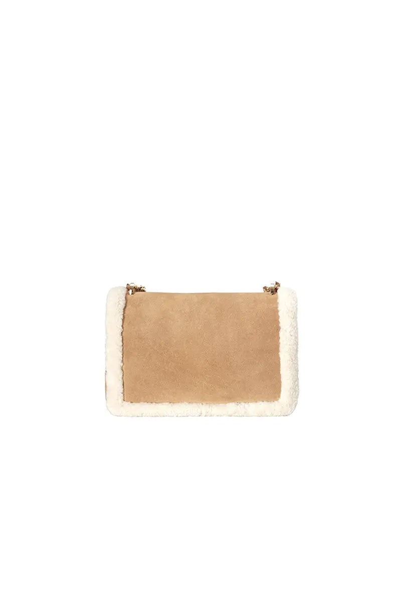 Vintage Shearling Leather Shoulder Crossbody Bag