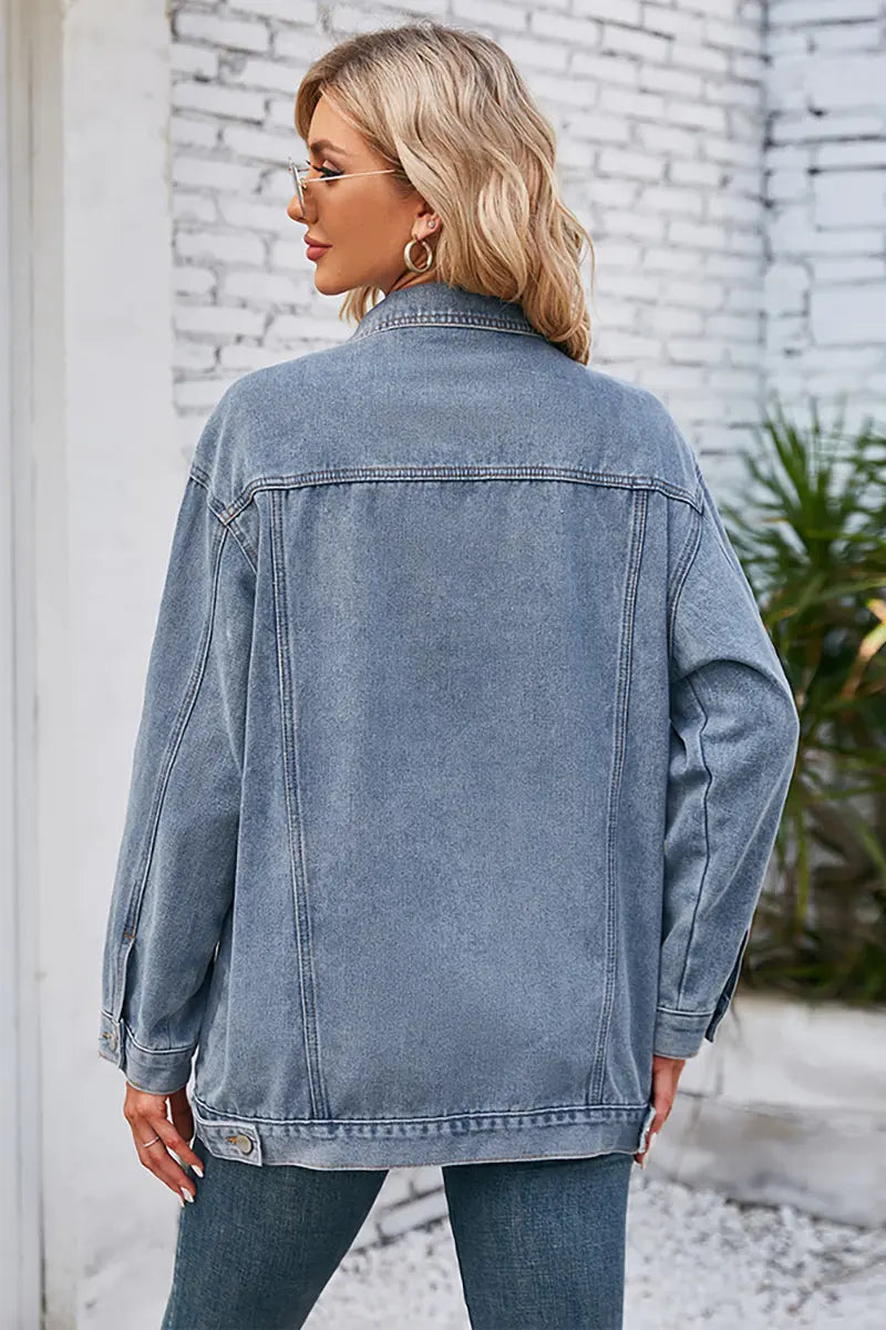 Dames Loszittend Denimjack voor de Herfst