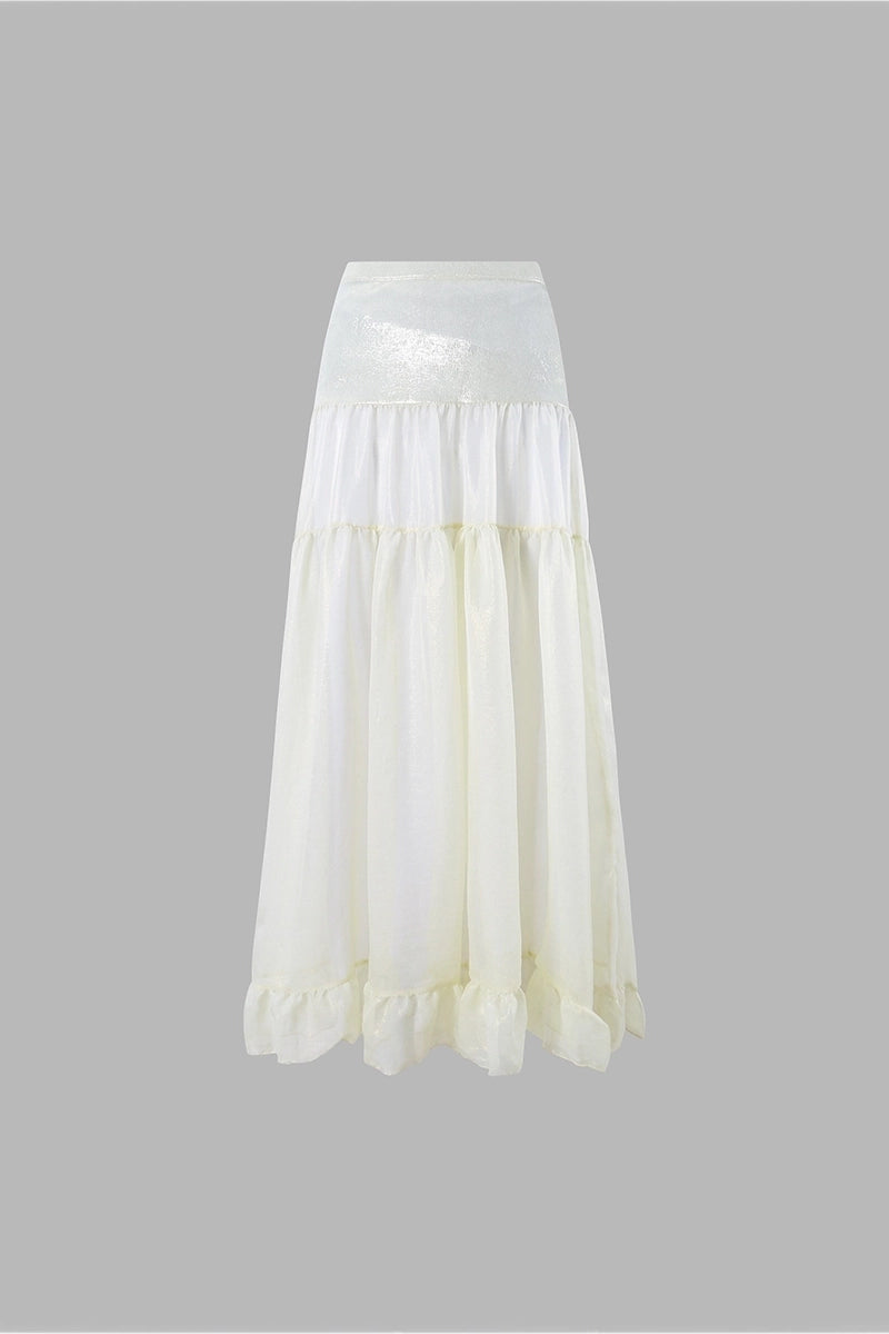Gerimpelde strikkoord glanzende witte bikini set