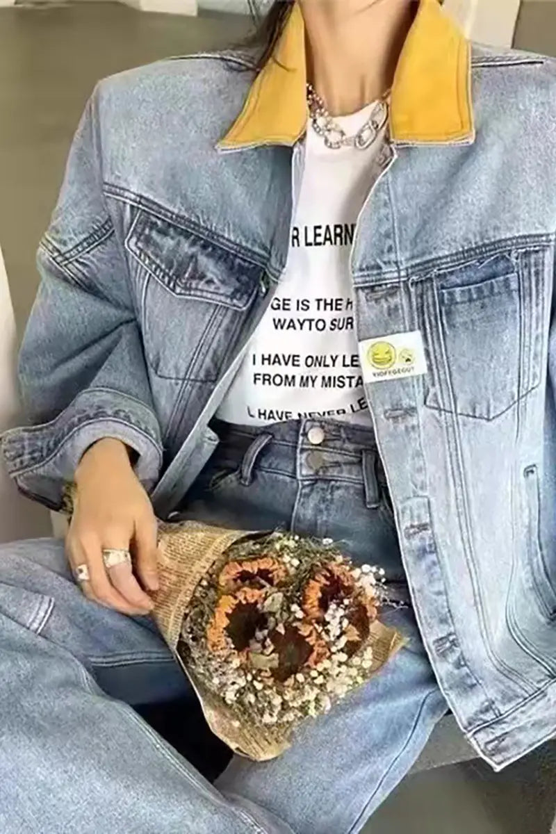 Contrast Collar Denim Jacket