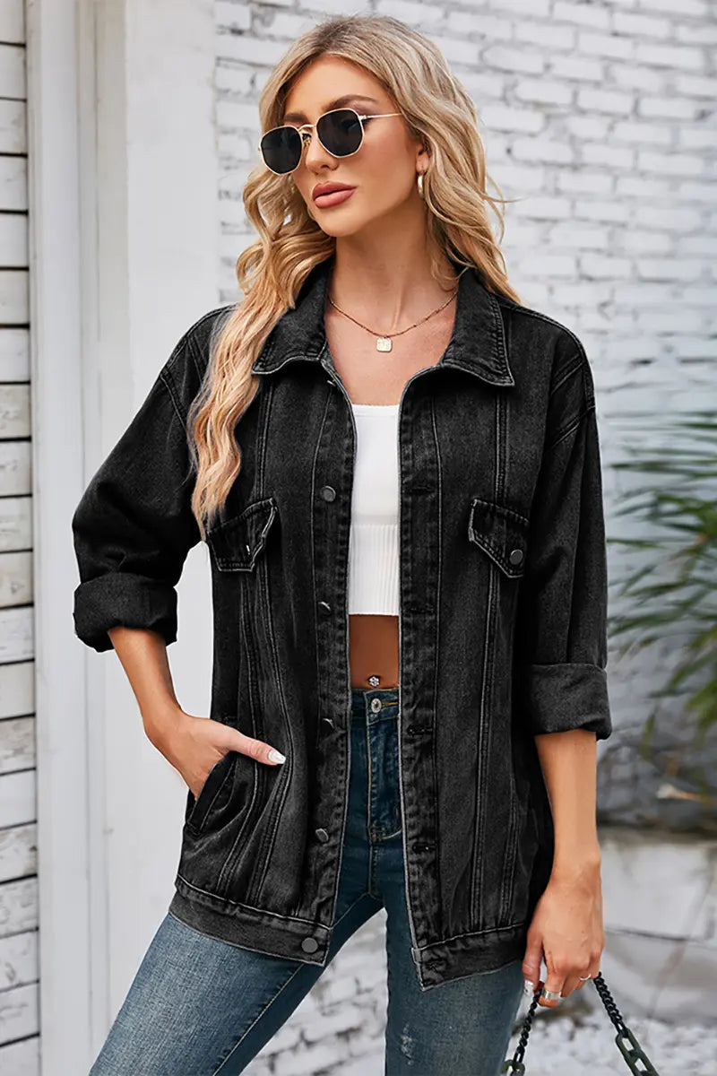 Dames Loszittend Denimjack voor de Herfst