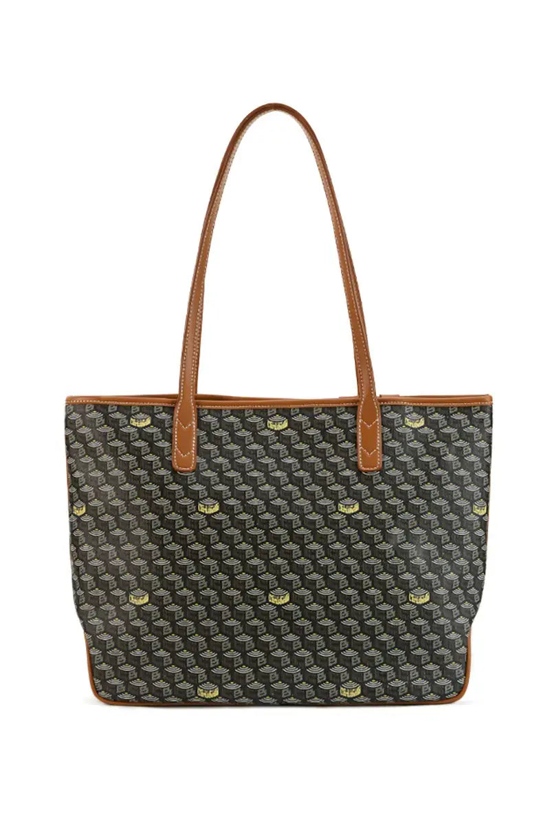 Vintage Monogram Large-Capacity Horizontal Tote Bag