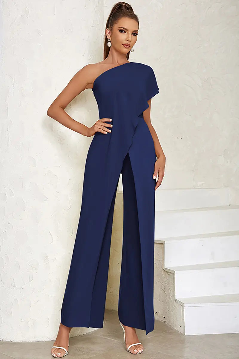 Sexy jumpsuit met één schouder en open rug
