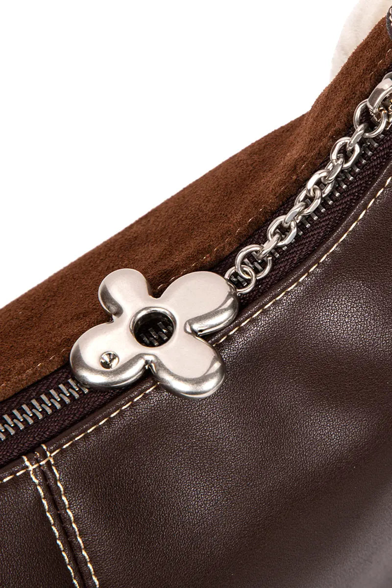 Shearling Crescent Hobo Shoulder Bag