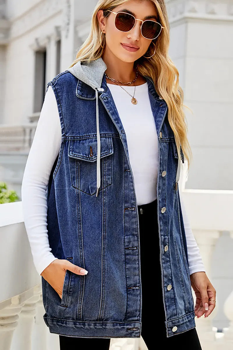 Vintage loszittend denim vest