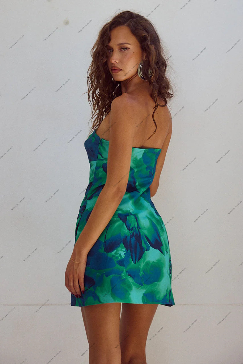 Sexy modieuze bloemenprint strapless minirok