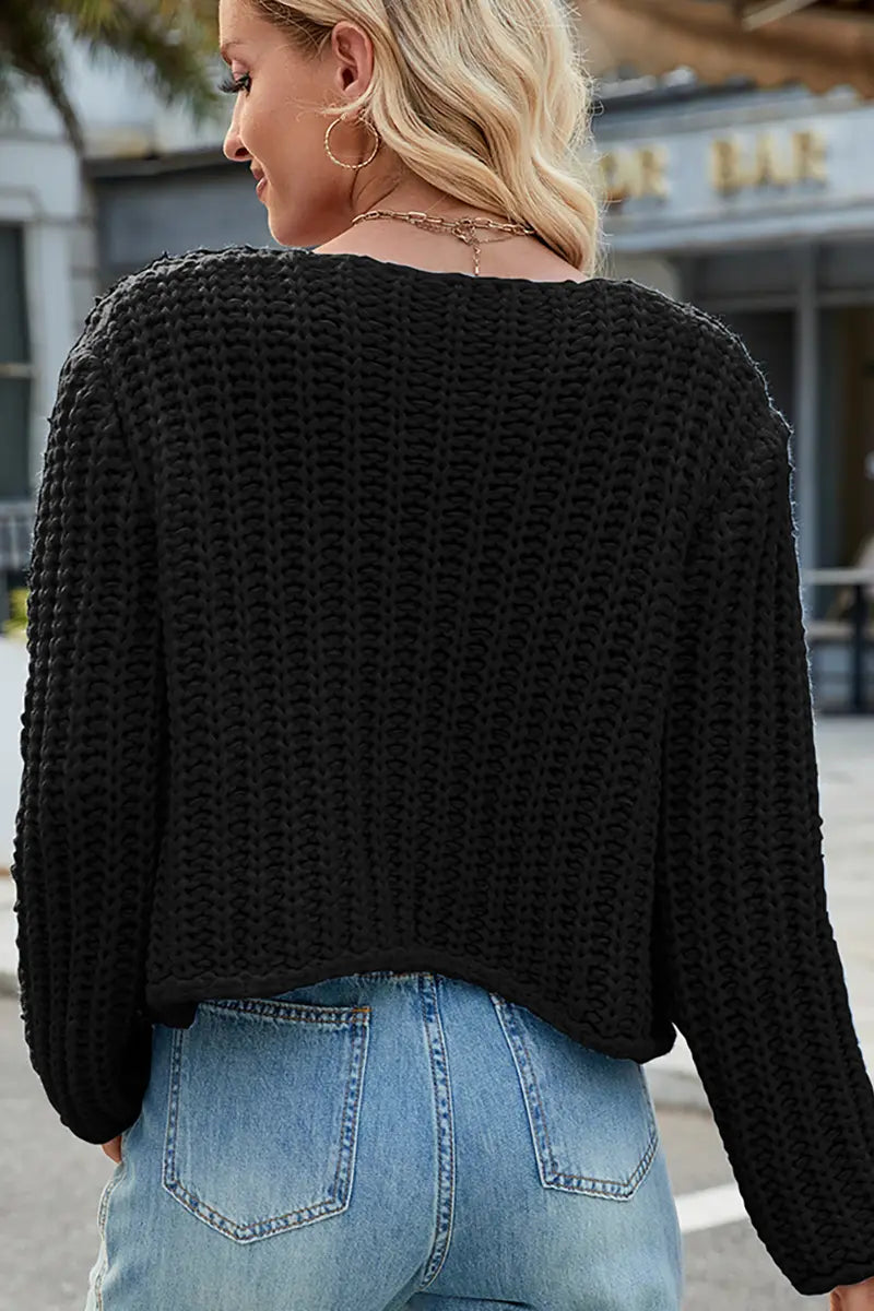 V-Neck Button-Up Knit Cardigan