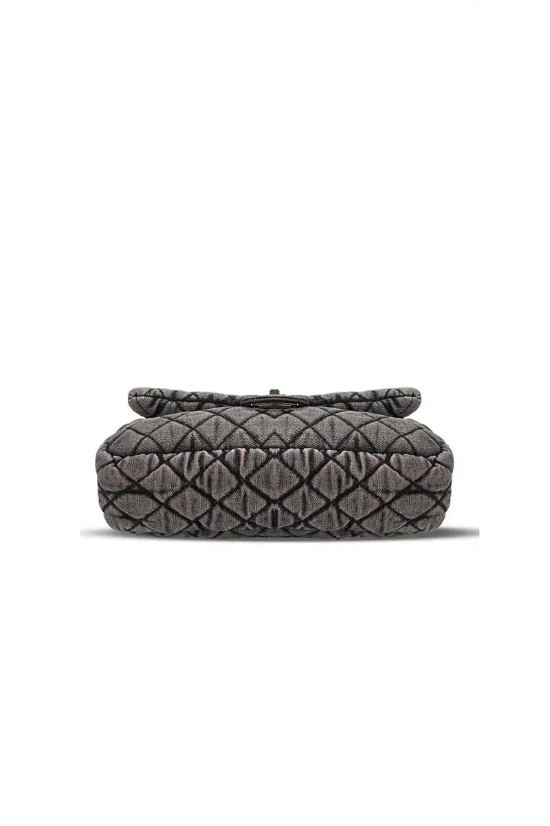 Washed Denim Quilted Chain Shoulder Bag