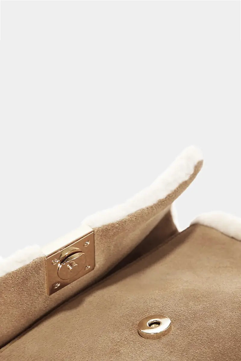 Vintage Shearling Leather Shoulder Crossbody Bag