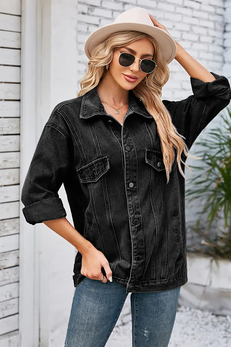 Dames Loszittend Denimjack voor de Herfst