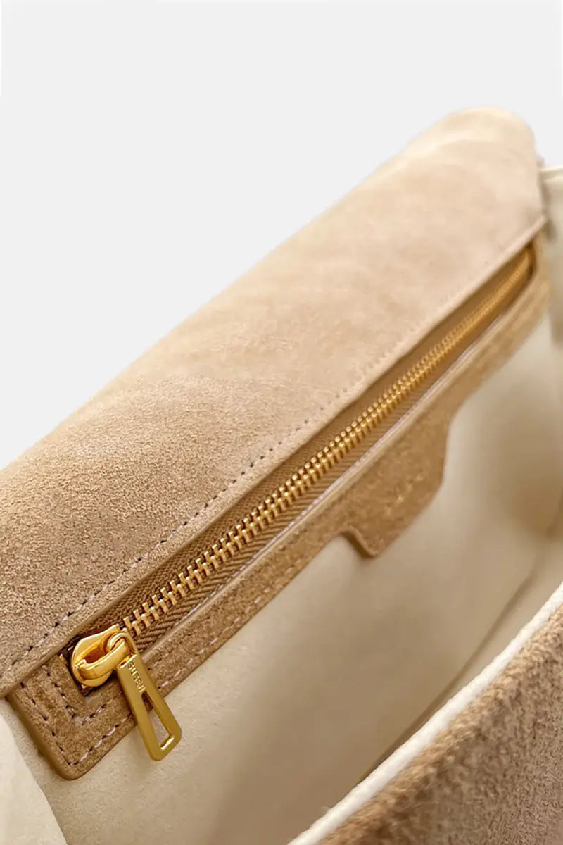 Vintage Shearling Leather Shoulder Crossbody Bag