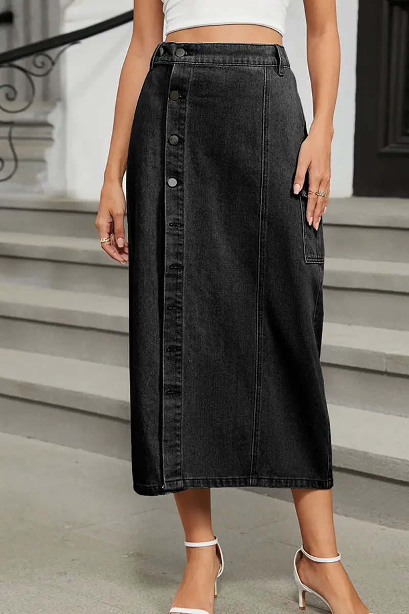 Trendy denim rok met elastische taille