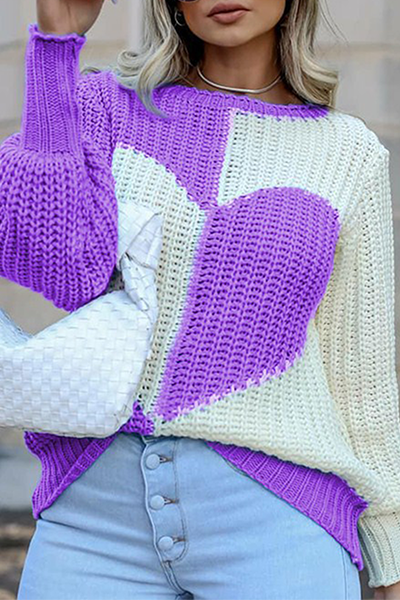 Casual patchwork contrast O-hals tops trui
