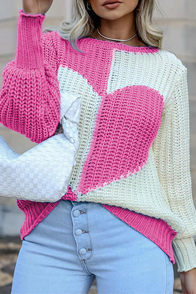 Casual patchwork contrast O-hals tops trui