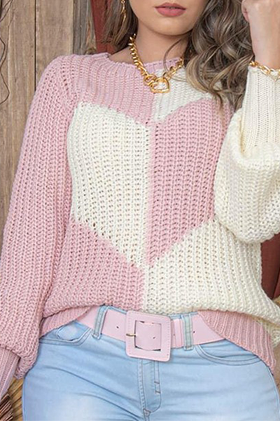 Casual patchwork contrast O-hals tops trui