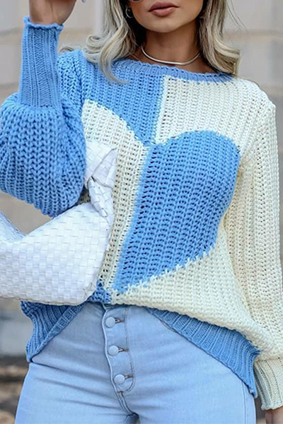 Casual patchwork contrast O-hals tops trui