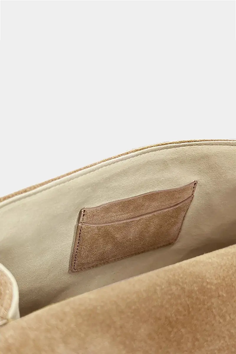 Vintage Shearling Leather Shoulder Crossbody Bag