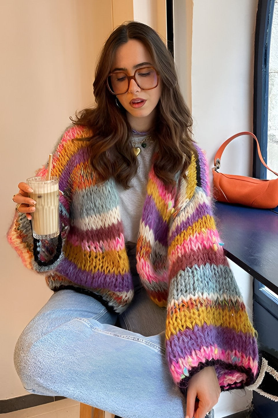 Oversized en kleurrijke cardigan