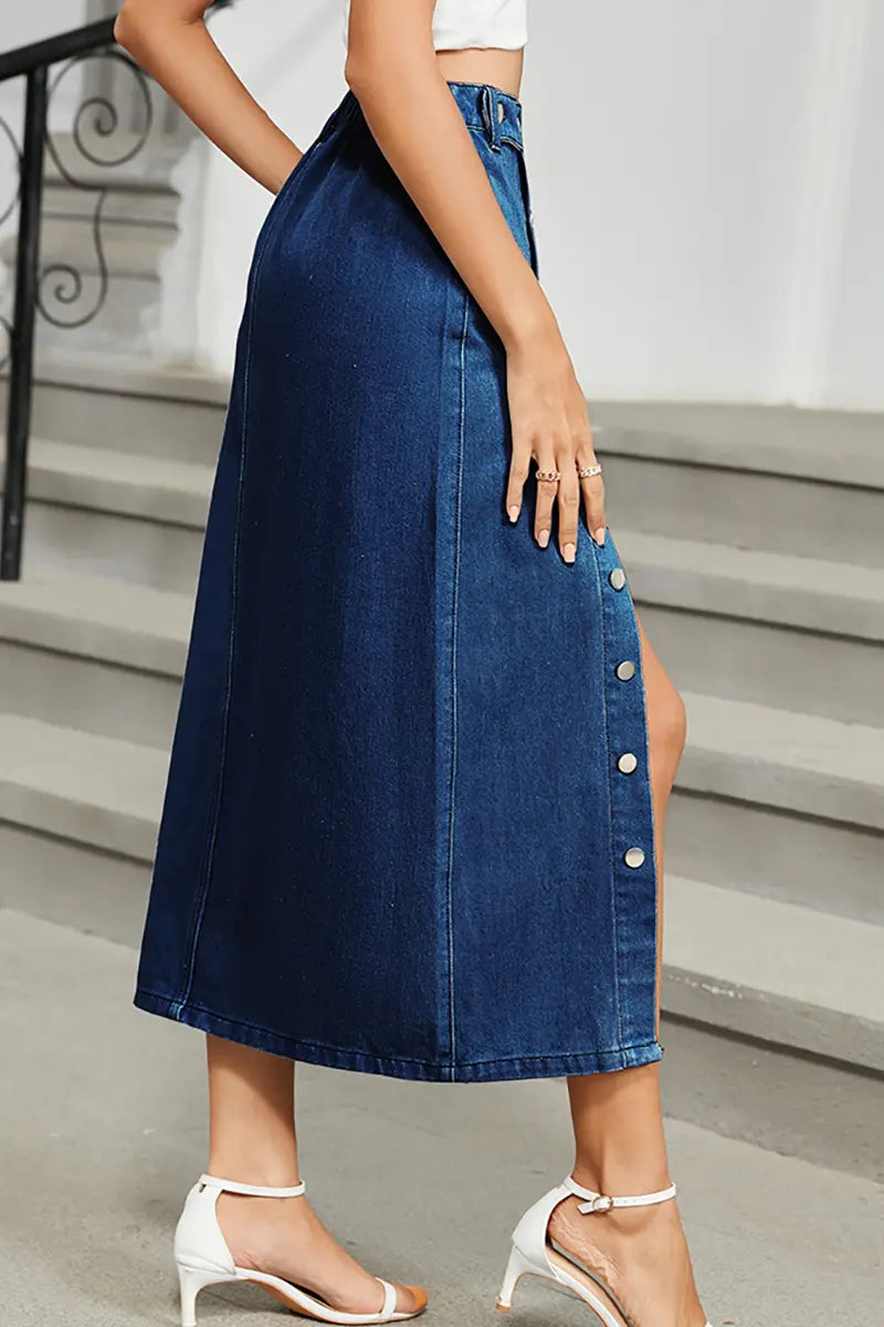 Trendy denim rok met elastische taille