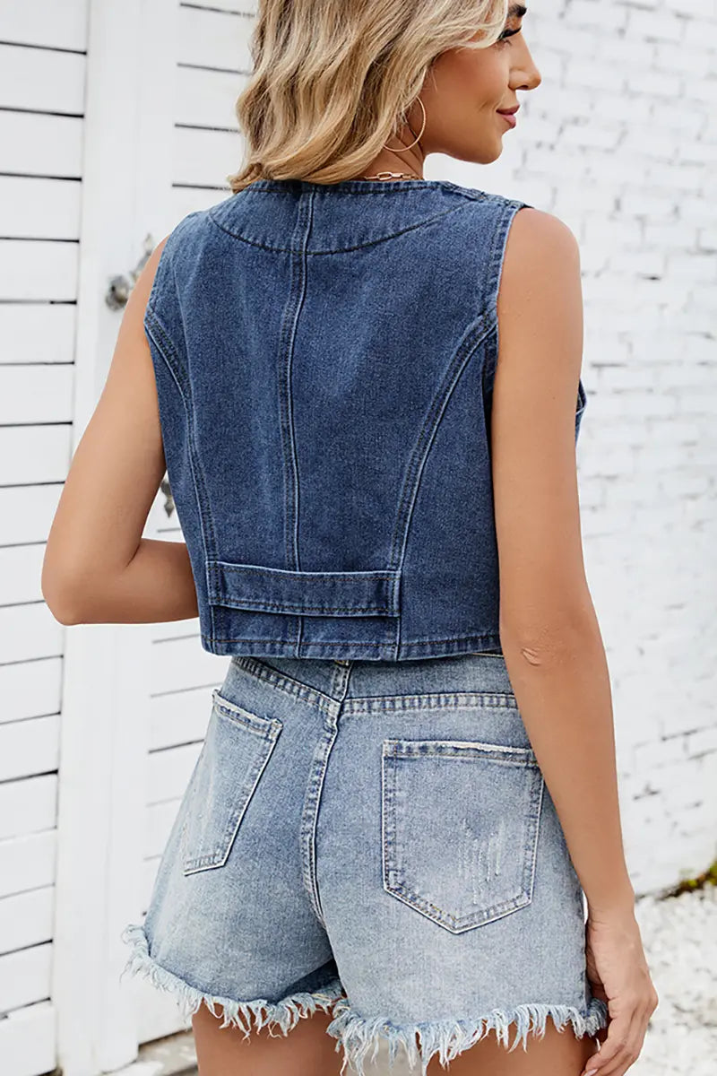 Trendy denim vest topje