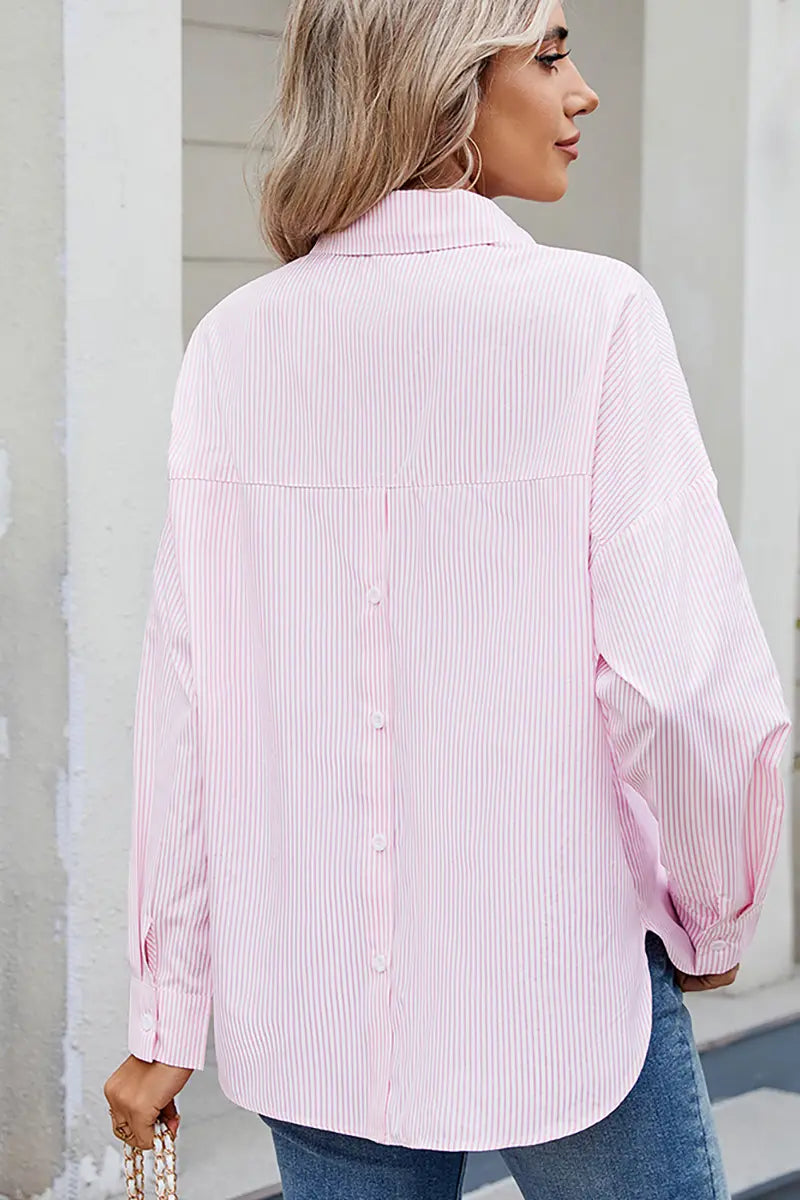 Loose-Fit Striped Button-Down Shirt