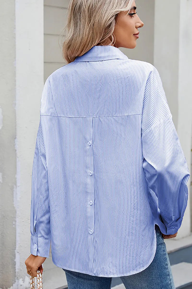 Loose-Fit Striped Button-Down Shirt