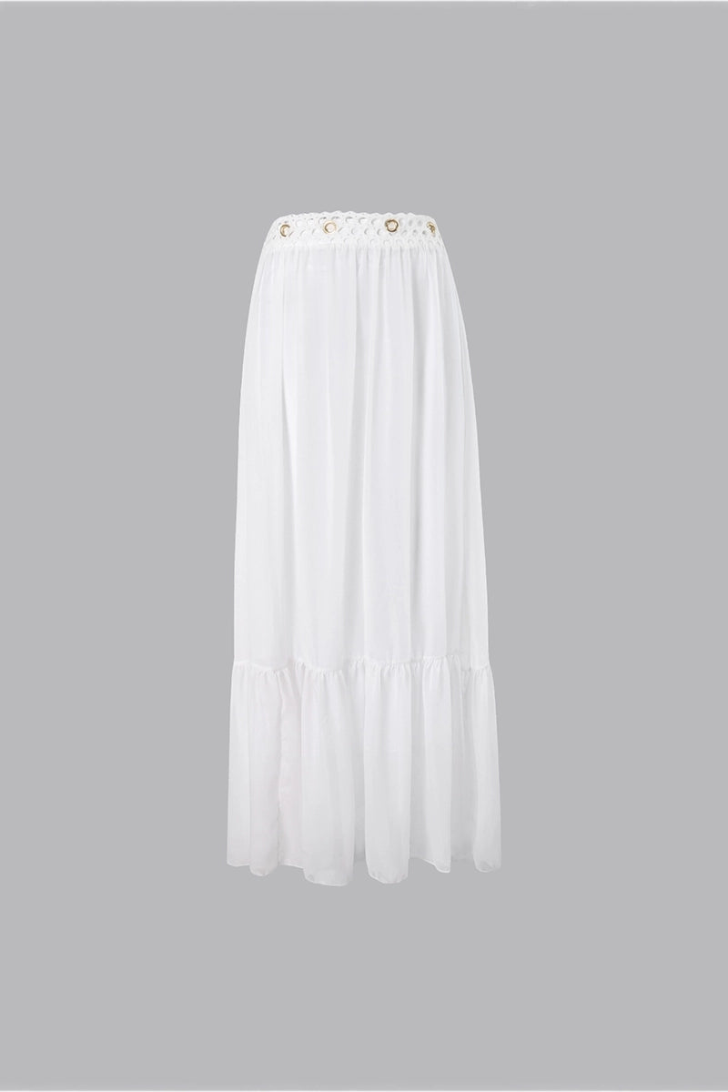 Witte visnet zwempak met ruches set
