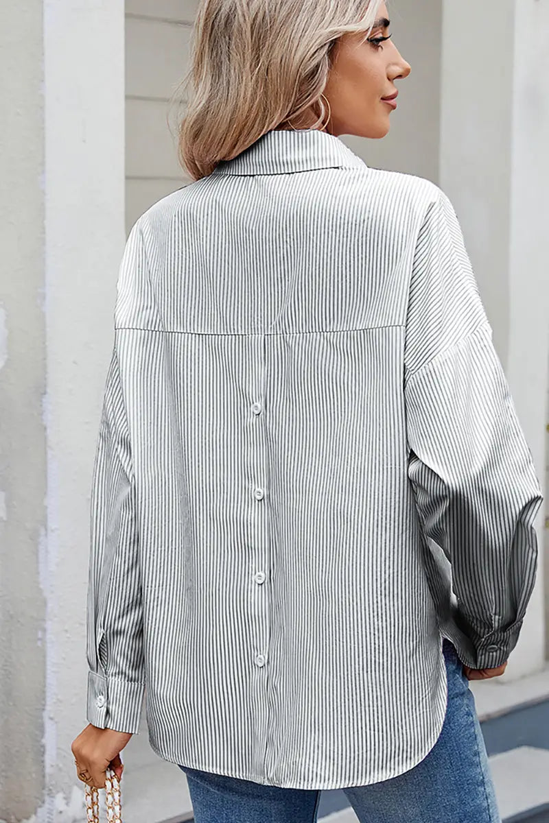 Loose-Fit Striped Button-Down Shirt