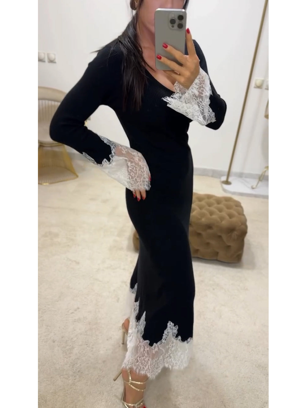 Lace Accents Maxi Dress