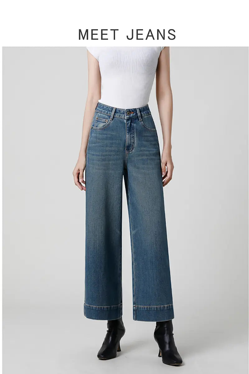 Kleine Hoge Taille Wijde Pijpen Jeans