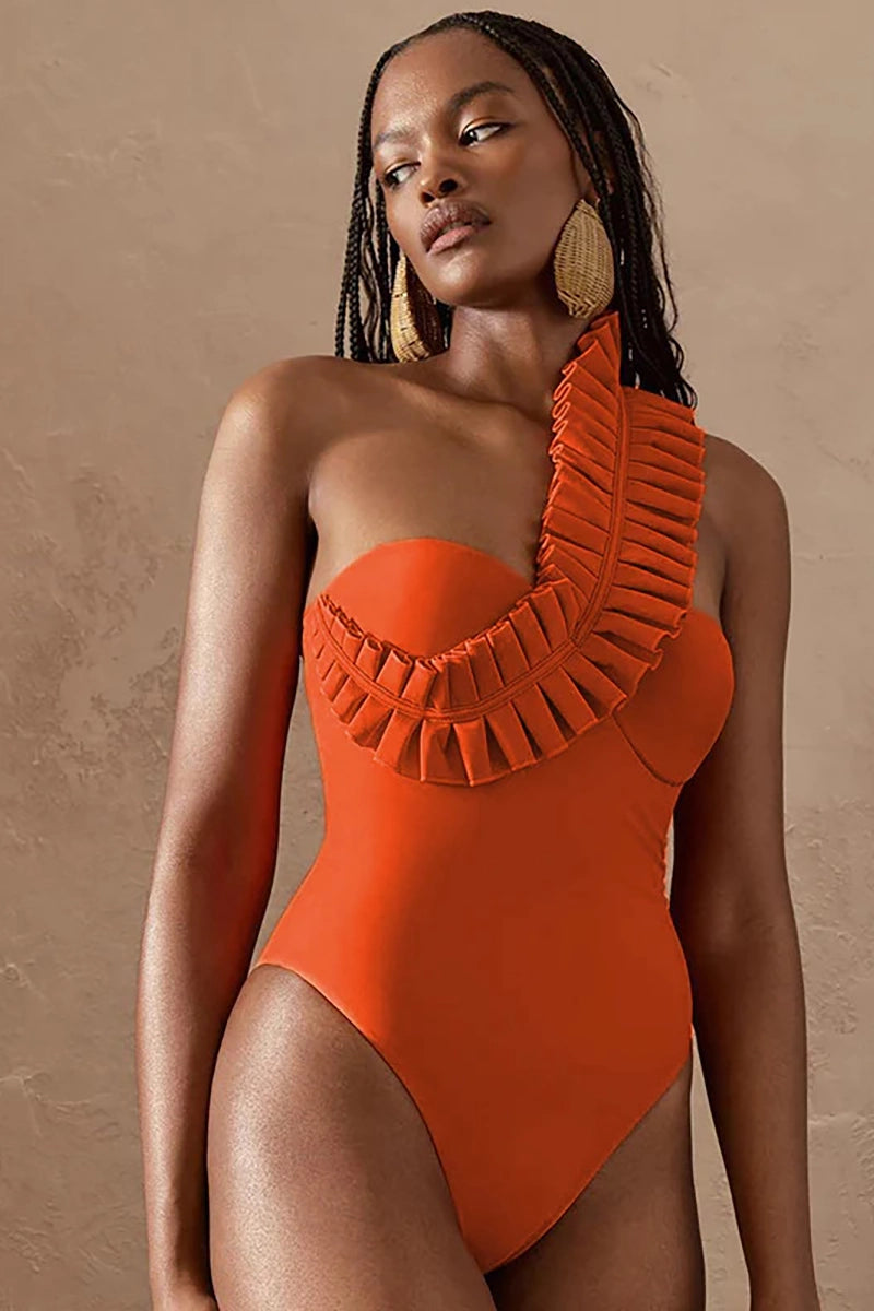 Ruffled Ruched One Piece Swimsuit