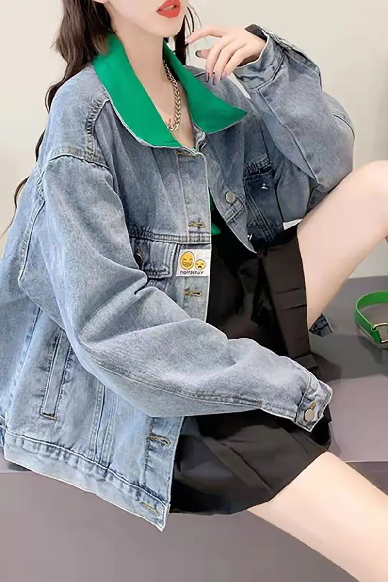 Contrast Collar Denim Jacket