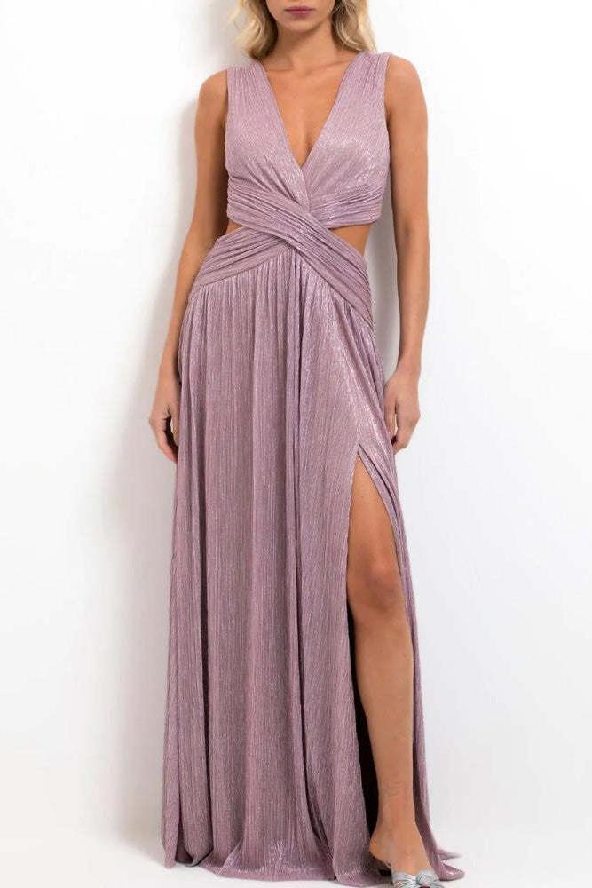 Lurex Plunge Maxi Dress