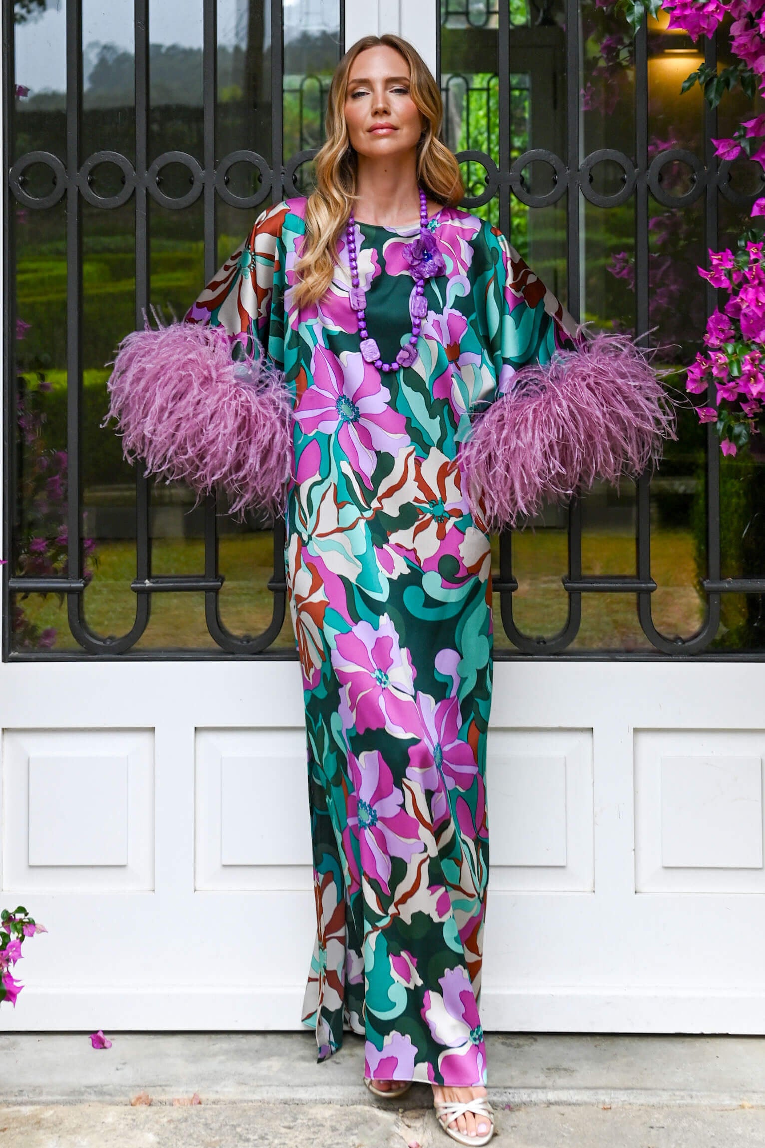 Kaftán con estampado floral Posidonia