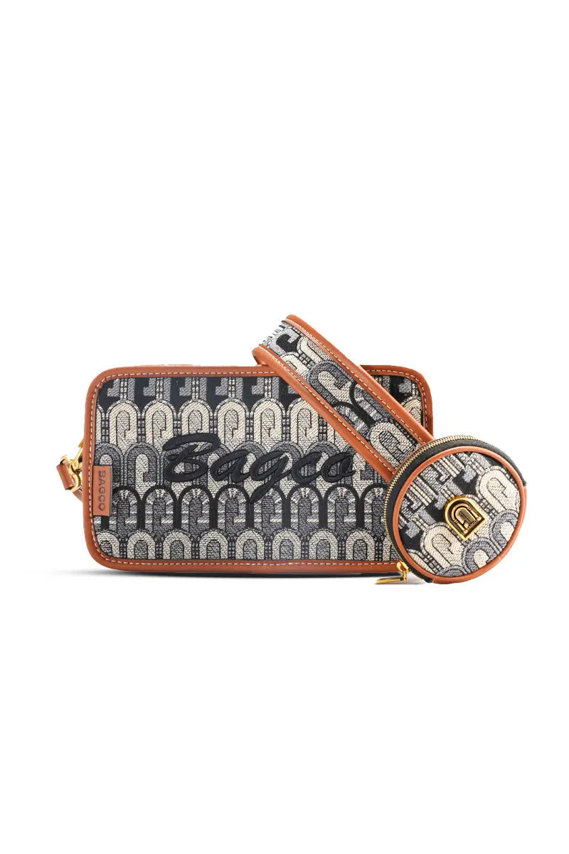 G-Jacquard Fabric Camera Crossbody Bag