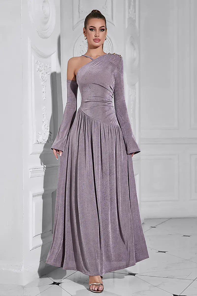 Asymmetric One-Shoulder A-Line Dress