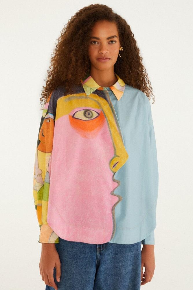 Abstract Face Patchwork Top