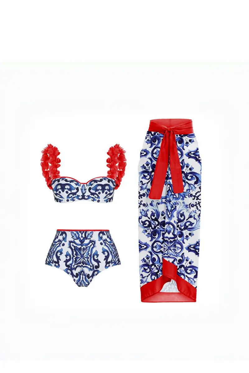 Reversible Contrast Bikini with Appliqué
