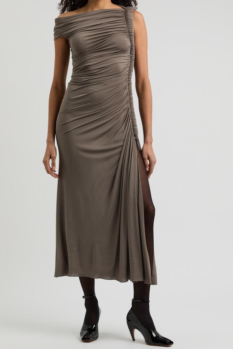 Ailal Draped Off-The-Shoulder Midi Dress
