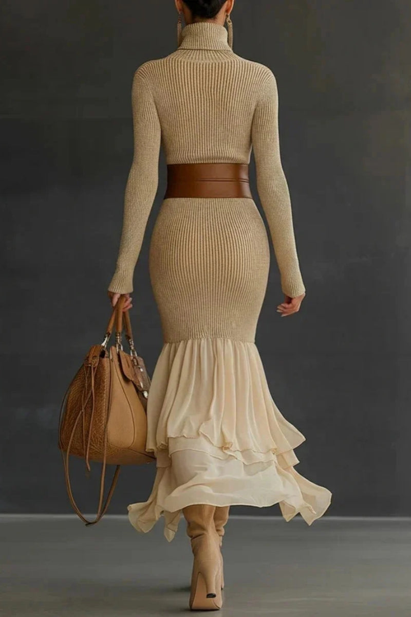 Elegant Turtleneck Knit Dress